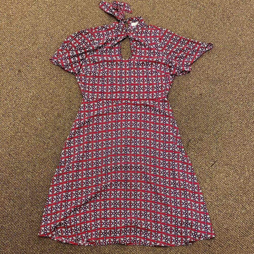 Previously Owned JUSTFAB Retro Tear Drop Open Tie Back Midi Dress / Size L